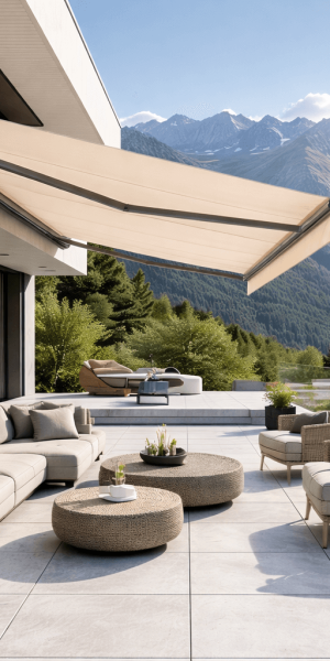 Instalação de toldo exterior em casa particular